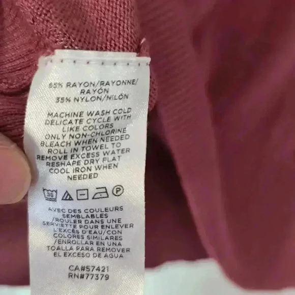 Ann Taylor Factory Mauve Sweater Boxy 3/4 Sleeve Lightweight Size L - Picture 7 of 7